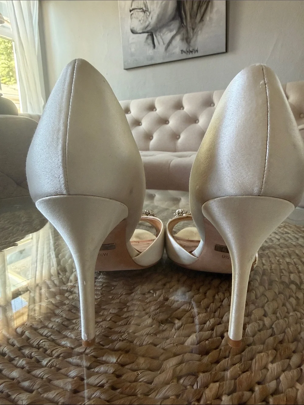 Badgley Mischka ivory satin
